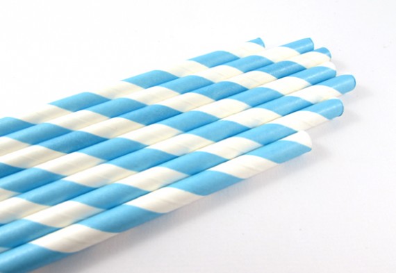 Blue & White Paper Straws