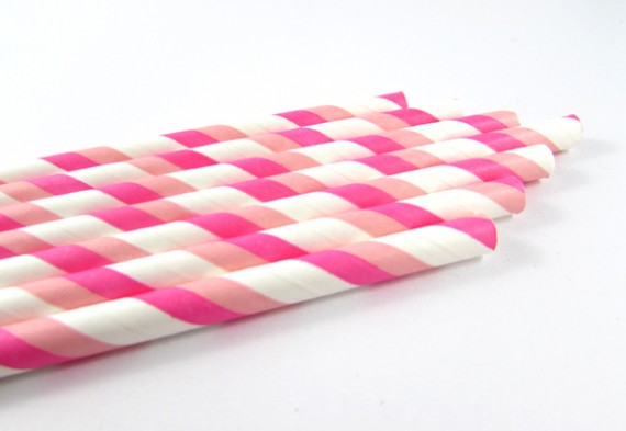Double Pink and White Straws