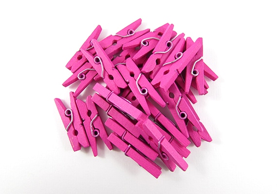 25 Hot Pink Mini Clothes Pegs Pins 25mm