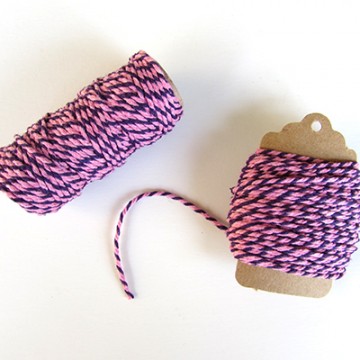 Bakers Twine 100 Yard Cotton String 2 Ply Craft Twine for Packing Gardening and Wrapping Gifts Pink + White 