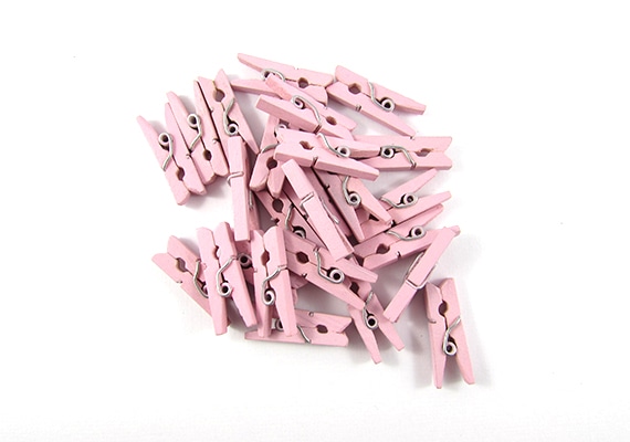 25 Baby Pink Mini Clothes Pegs Pins 25mm