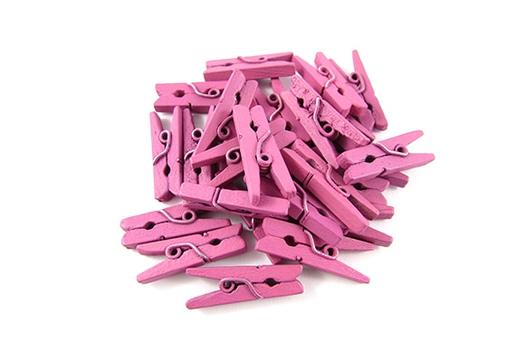 25 Pink Mini Clothes Pegs Pins 25mm