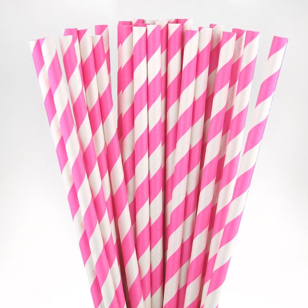 25 Pink Paper Straws