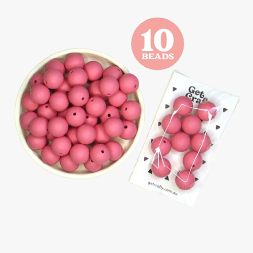 Pink Silicone Beads 10 x 15mm Round