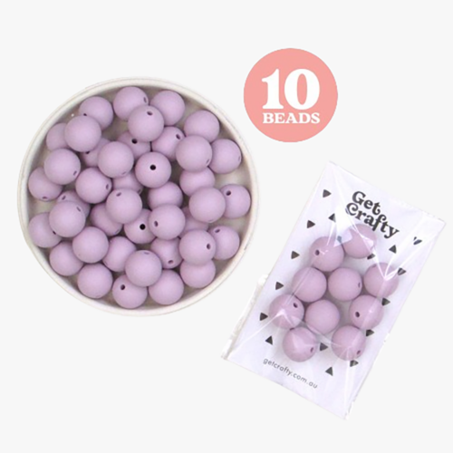 Light Purple Silicone Beads 10 x 15mm Round