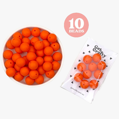 Orange Silicone Beads 10 x 15mm Round
