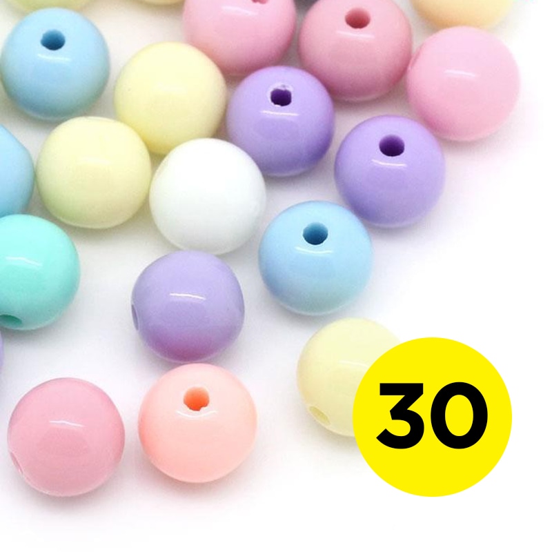 30 Coloured Acrylic Beads
