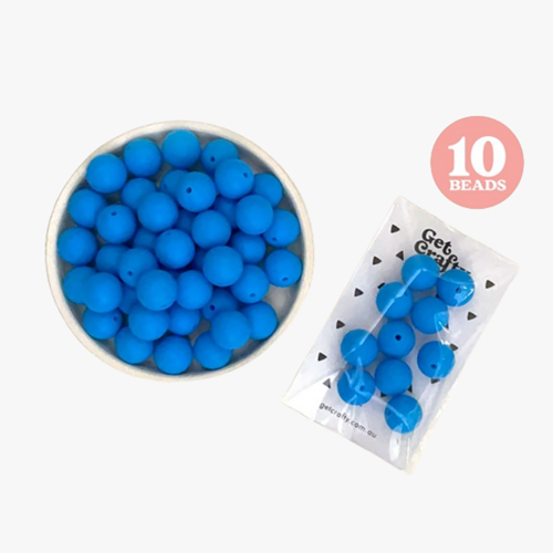 Blue Silicone Beads 10 x 15mm Round