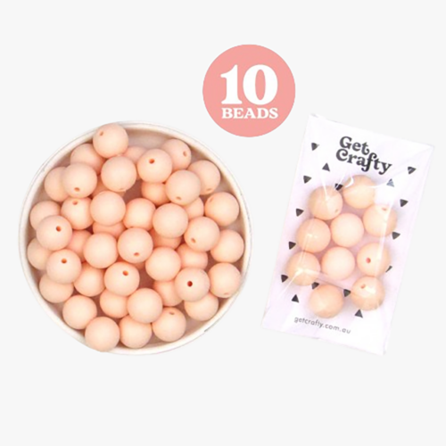 Peach Silicone Beads 10 x 15mm Round