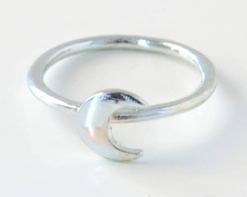 Small Silver Crescent Moon Knuckle Ring