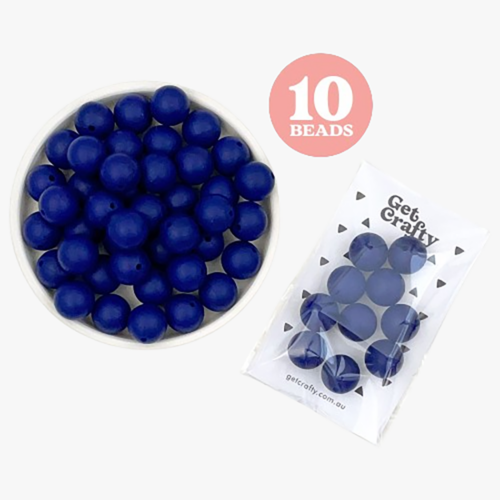 Navy Blue Silicone Beads 10 x 15mm Round