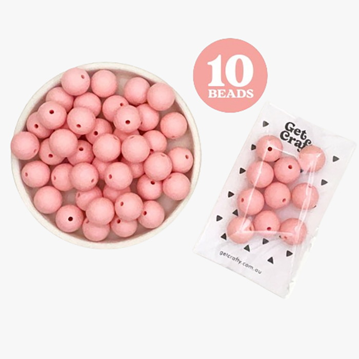 Baby Pink Silicone Beads 10 x 15mm Round