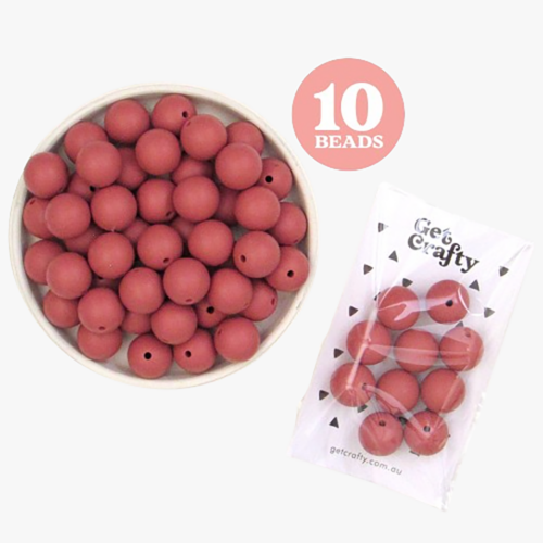 Maroon Silicone Beads 10 x 15mm Round