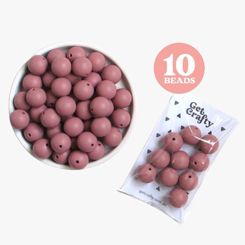 Dusty Rose Silicone Beads 10 x 15mm Round