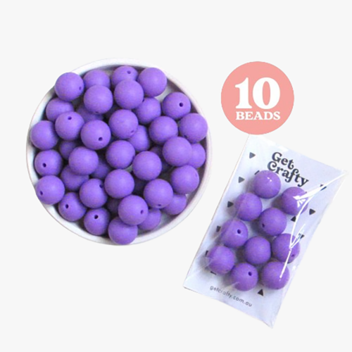 Purple Silicone Beads 10 x 15mm Round