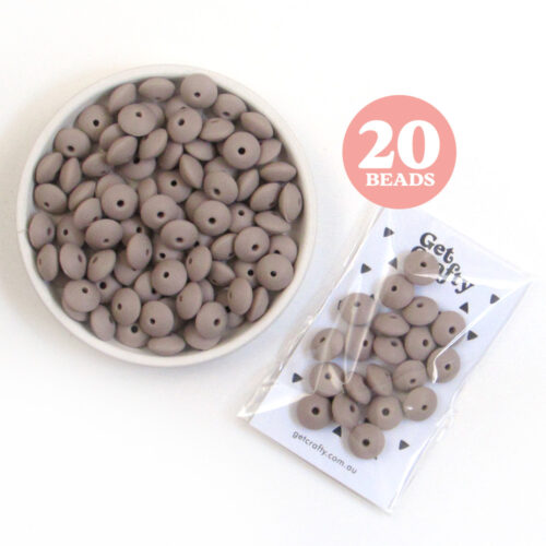 Taupe Silicone Lentil Beads
