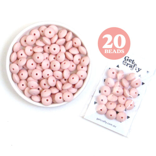 Light Pink Silicone Lentil Beads 20 x 12mm Abacus