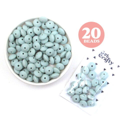 Mint Silicone Lentil Beads 20 x 12mm Abacus