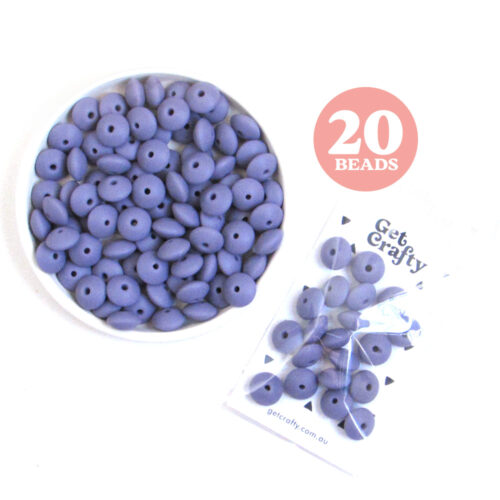 Purple Silicone Lentil Beads 20 x 12mm Abacus