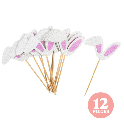 Easter Bunny Ear Cupcake Toppers - 12 Pieces