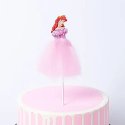 Little Mermaid Cake Topper with Tulle Skirt - Pink