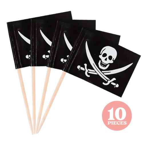 Jolly Roger Pirate Flag Cupcake Toppers